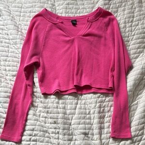 wild fable Bright Pink Waffle Knit Cropped Top